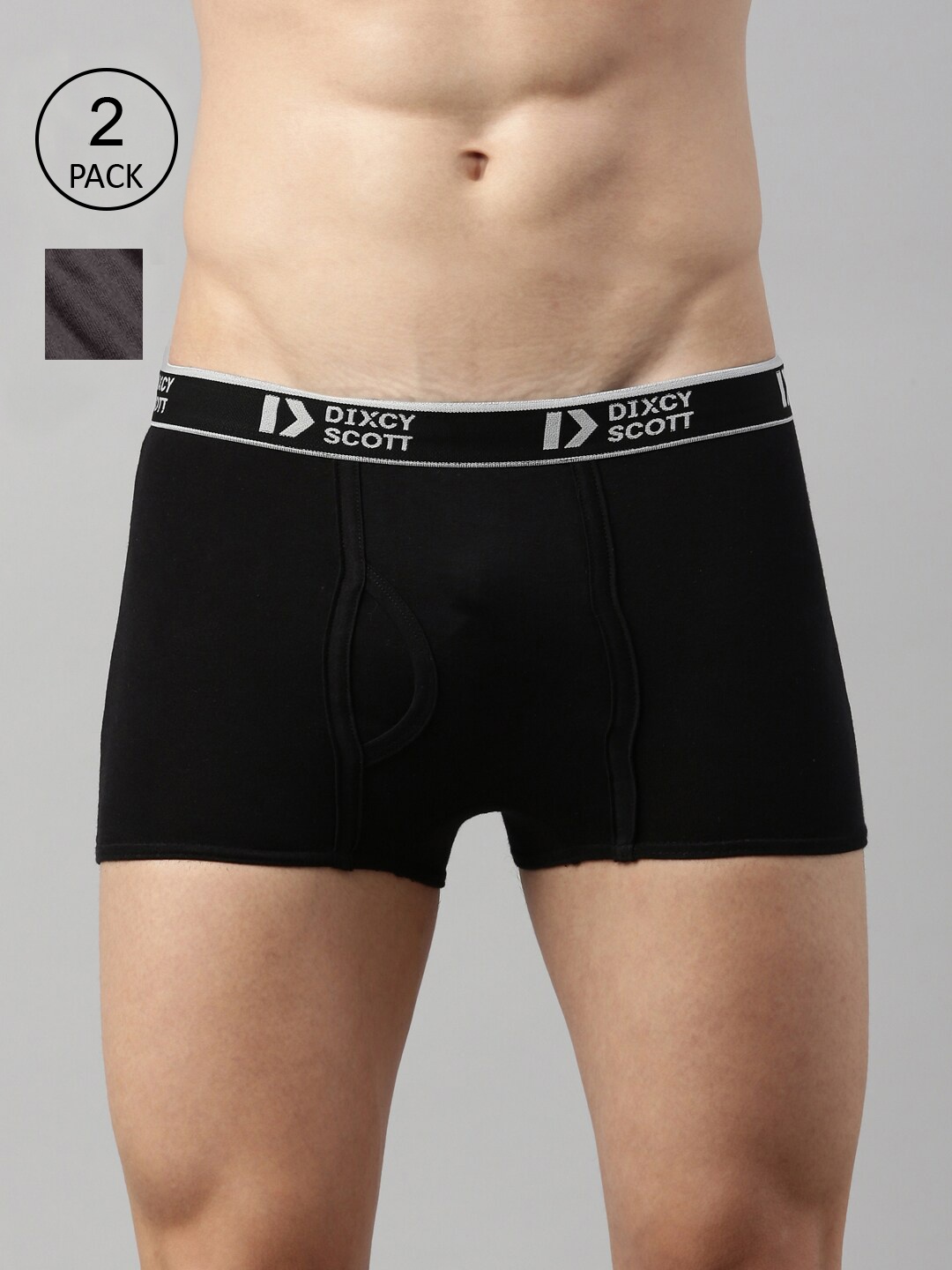 

DIXCY SCOTT Men Pack of 2 Solid Trunks - DSO-SWISH TRUNK-P2, Black