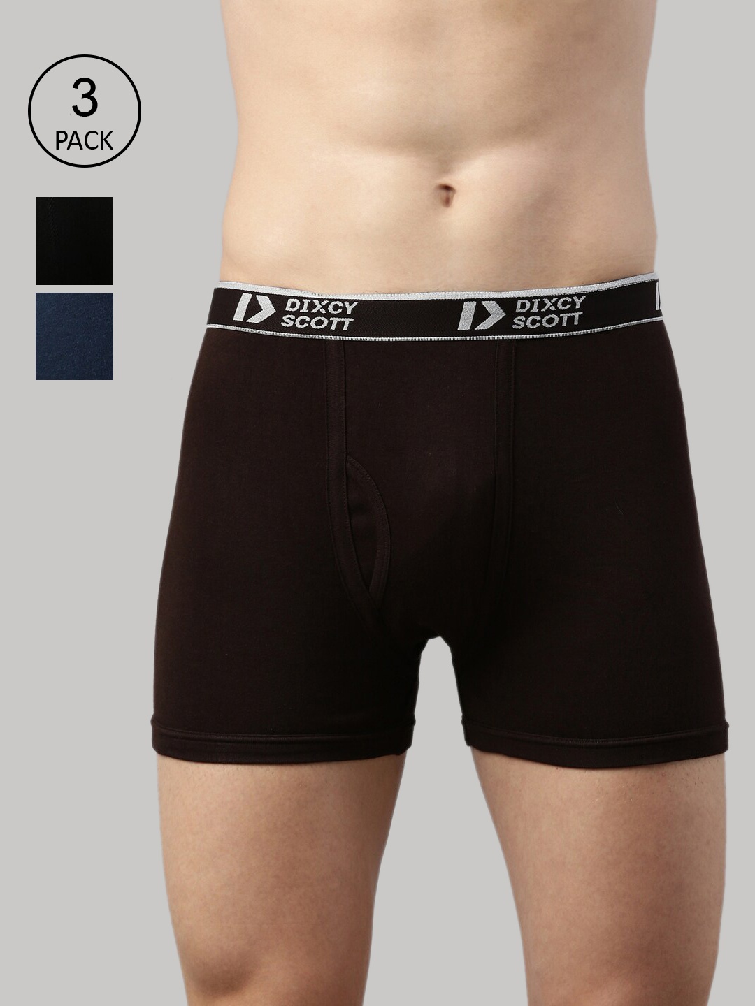 

DIXCY SCOTT Men Pack Of 3 Solid Cotton Trunk DSO-TITAN TRUNK-P3, Black