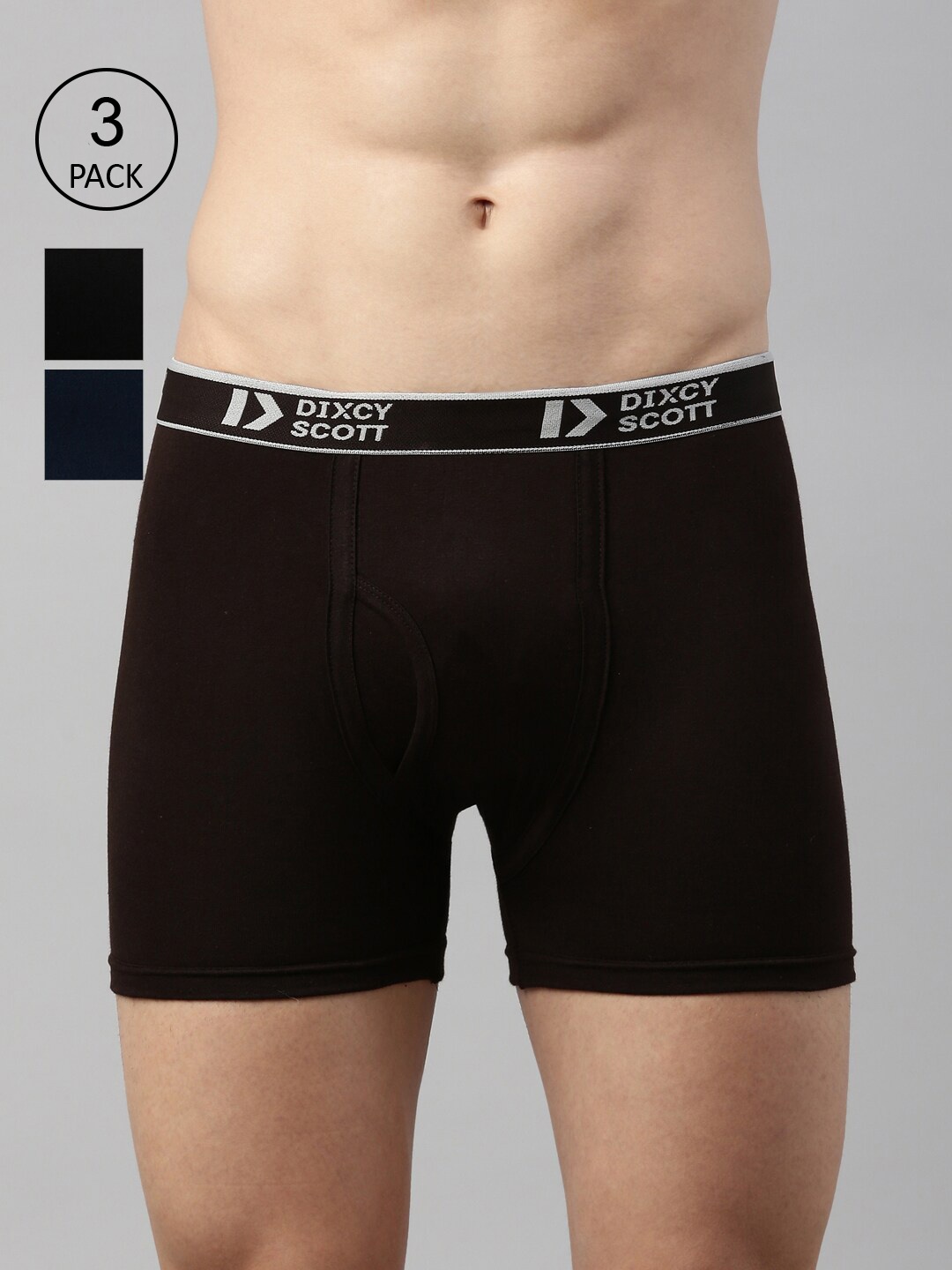 

DIXCY SCOTT Men Pack Of 3 Solid Cotton Trunk DSO-CROSS TRUNK-P3, Brown