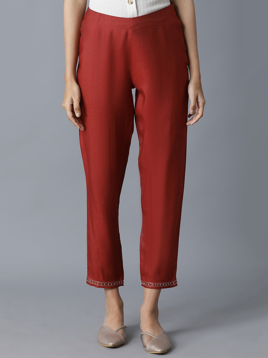

W The Folksong Collection Women Red Solid Trousers