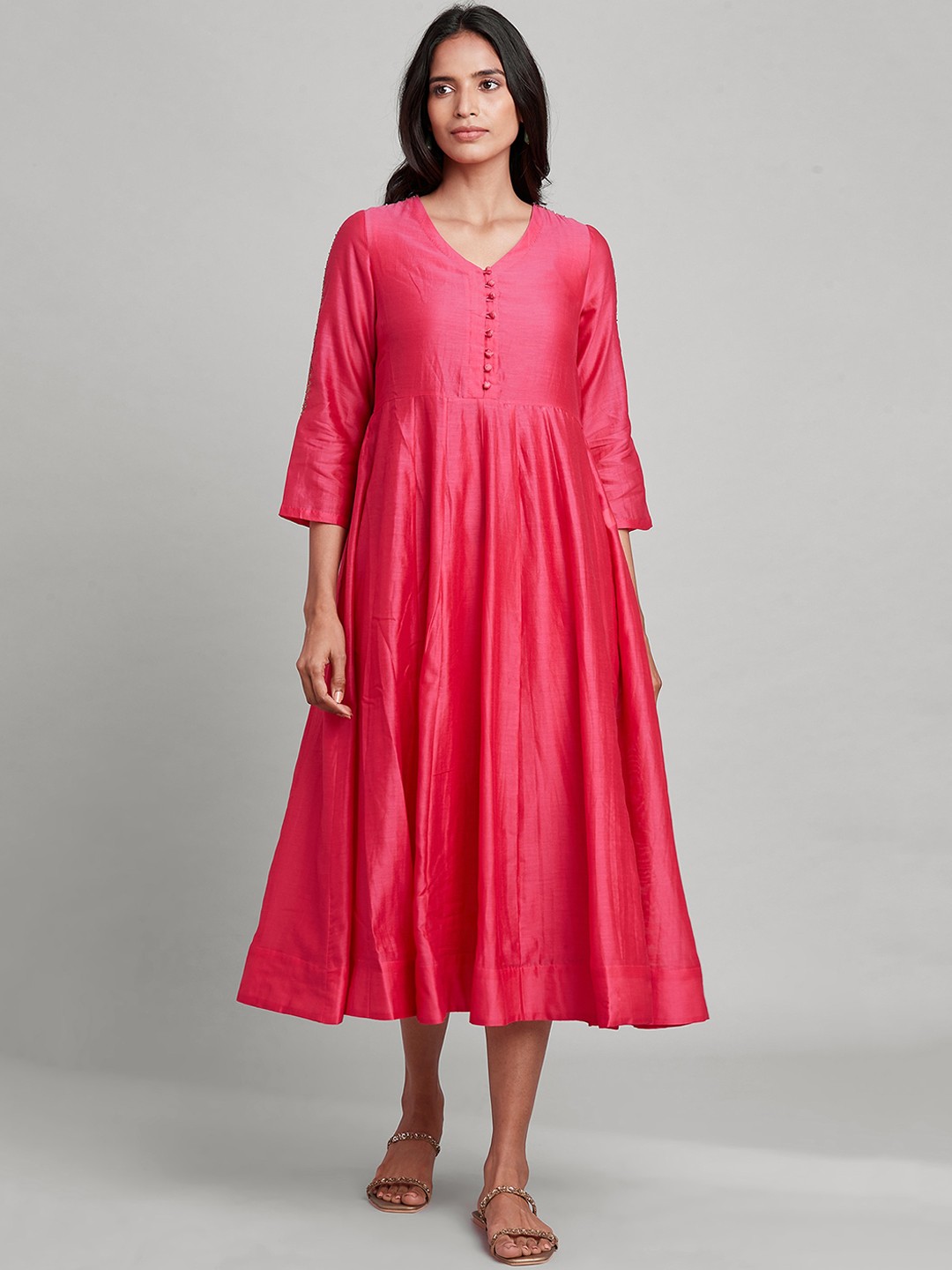

W The Folksong Collection Women Pink Solid A-Line Dress