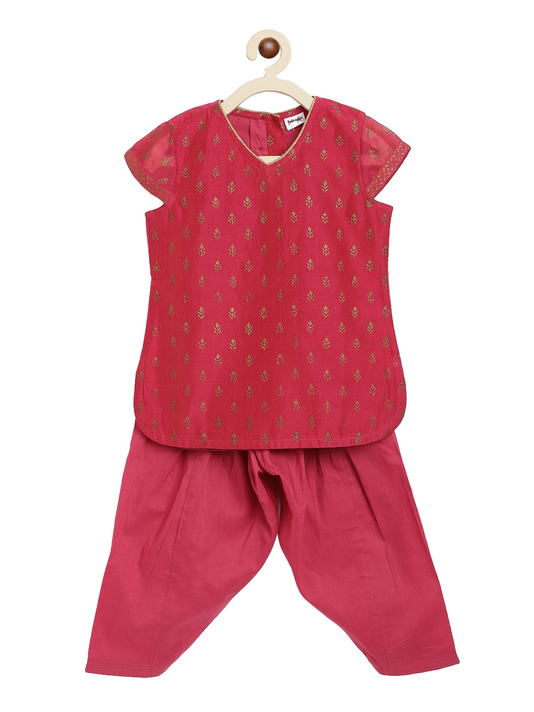 

Fabindia Girls Pink Floral Printed Kurta with Salwar