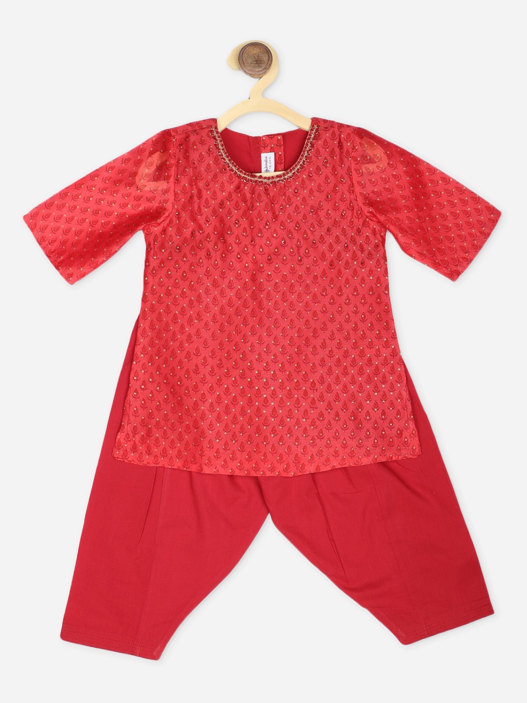 

Fabindia Girls Pink Ethnic Motifs Printed Kurta with Dhoti Pants