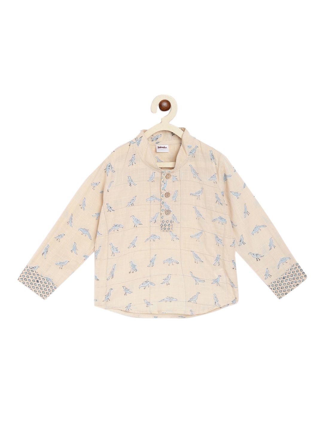 

Fabindia Boys Beige Printed Cotton Short Kurta
