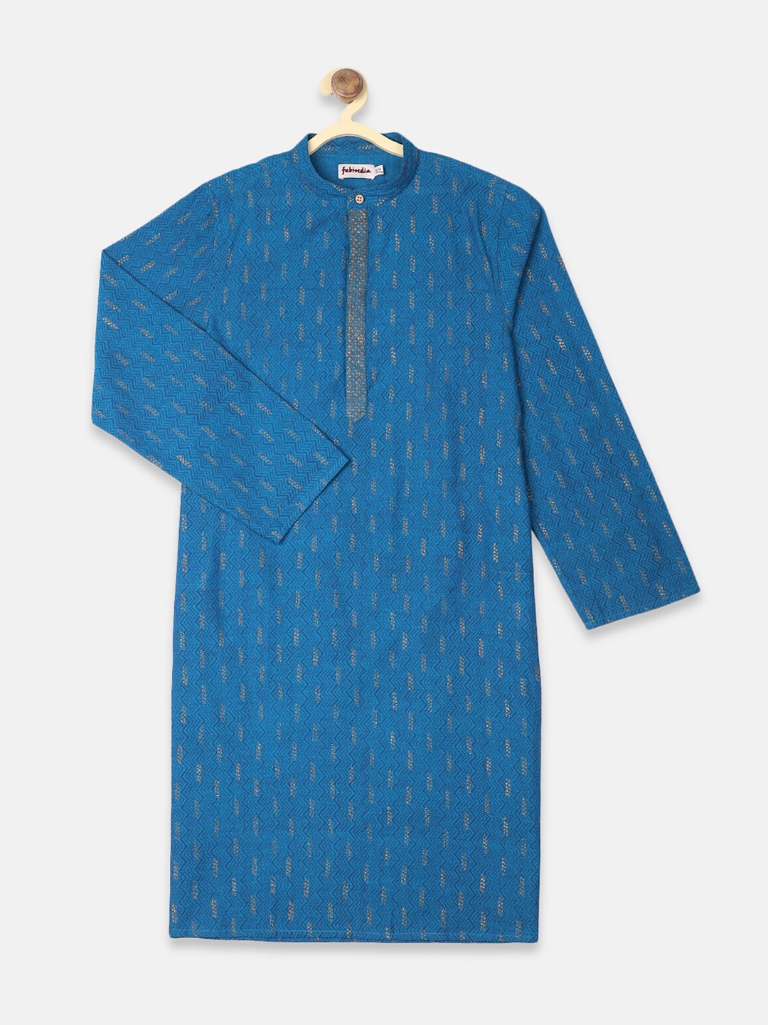 

Fabindia Boys Blue Printed Kurta