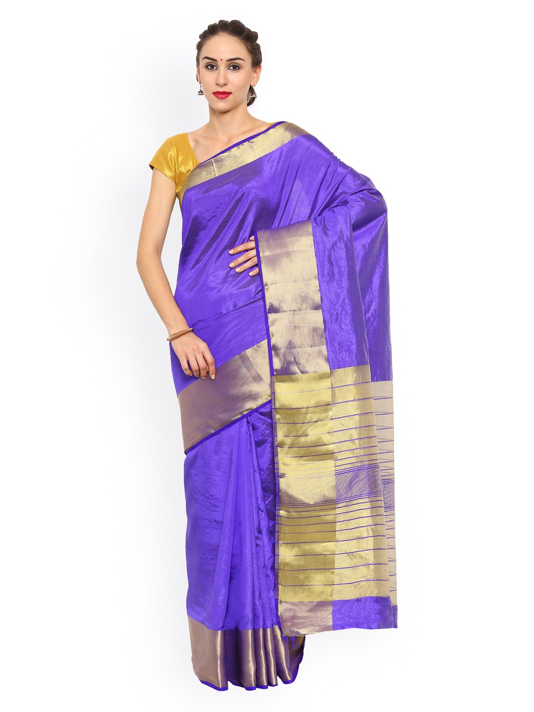 

MIMOSA Blue Kanjivaram Tussar Silk Traditional Saree