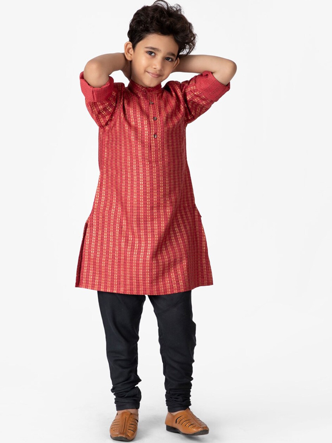 

Fabindia Boys Red Striped Kurta