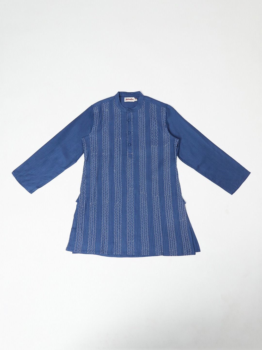 

Fabindia Boys Blue Striped Embroidered Kurta