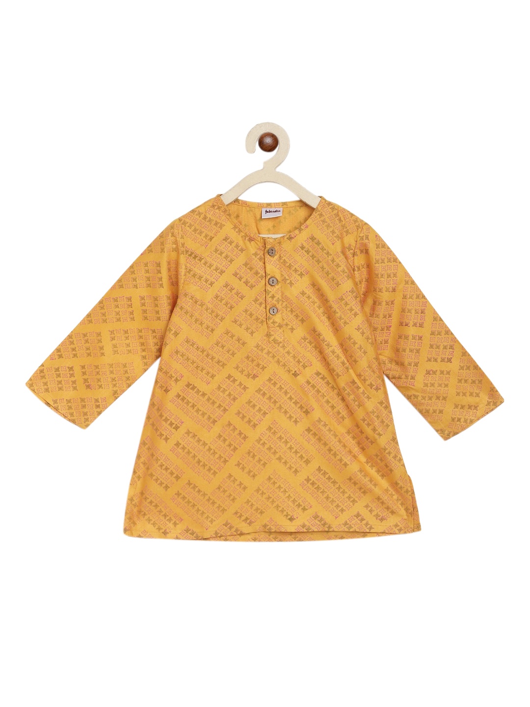 

Fabindia Boys Yellow Ethnic Motifs Printed Kurta