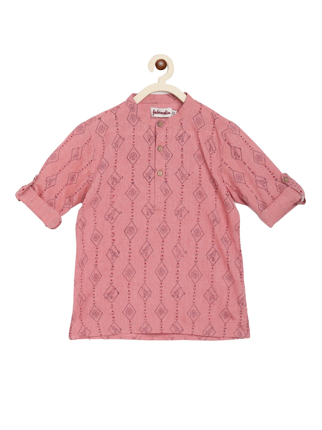 

Fabindia Boys Red Ethnic Motifs Printed Cotton Kurta