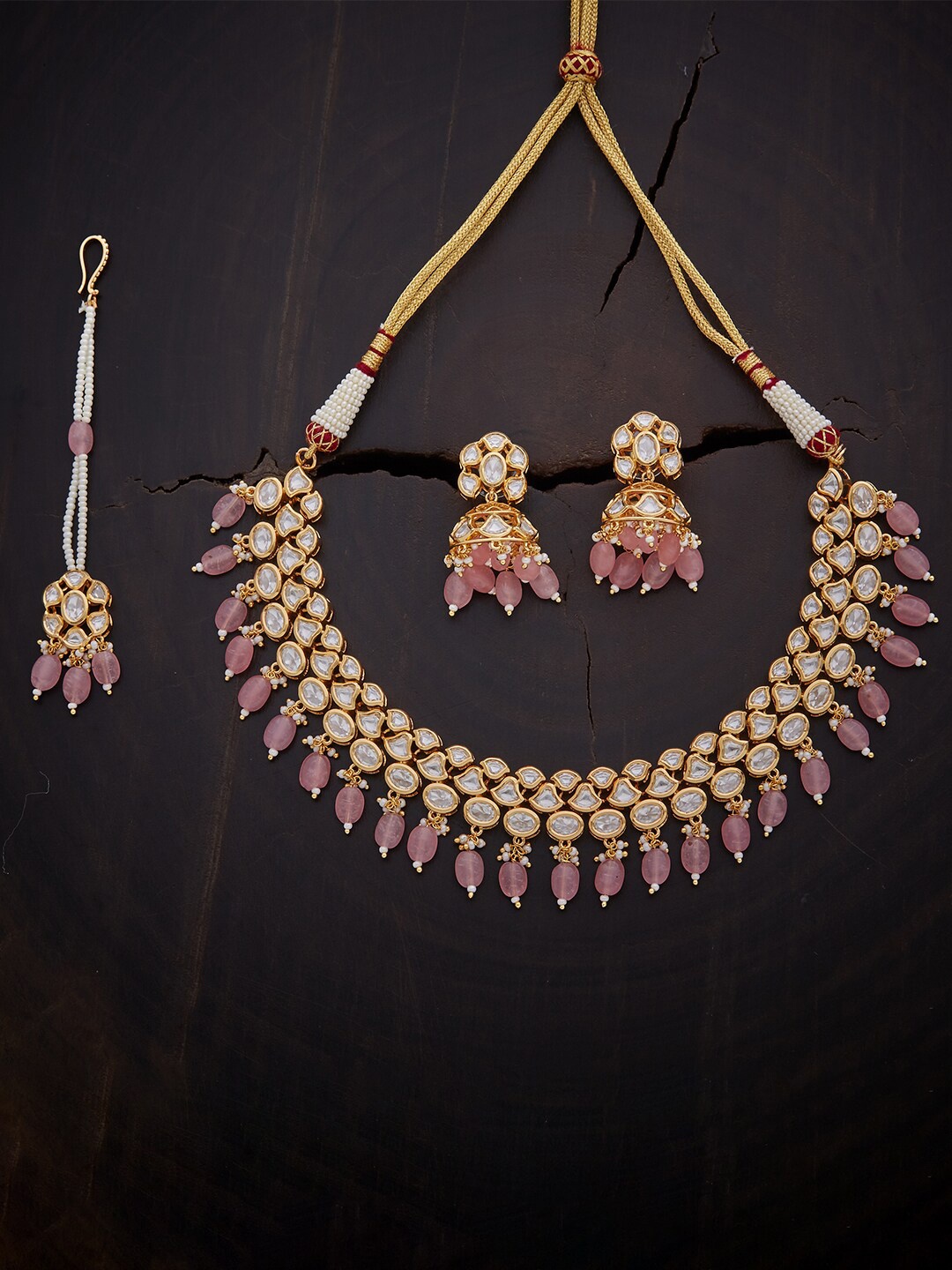 

Kushal's Fashion Jewellery Pink Gold-Plated Jewellery Set