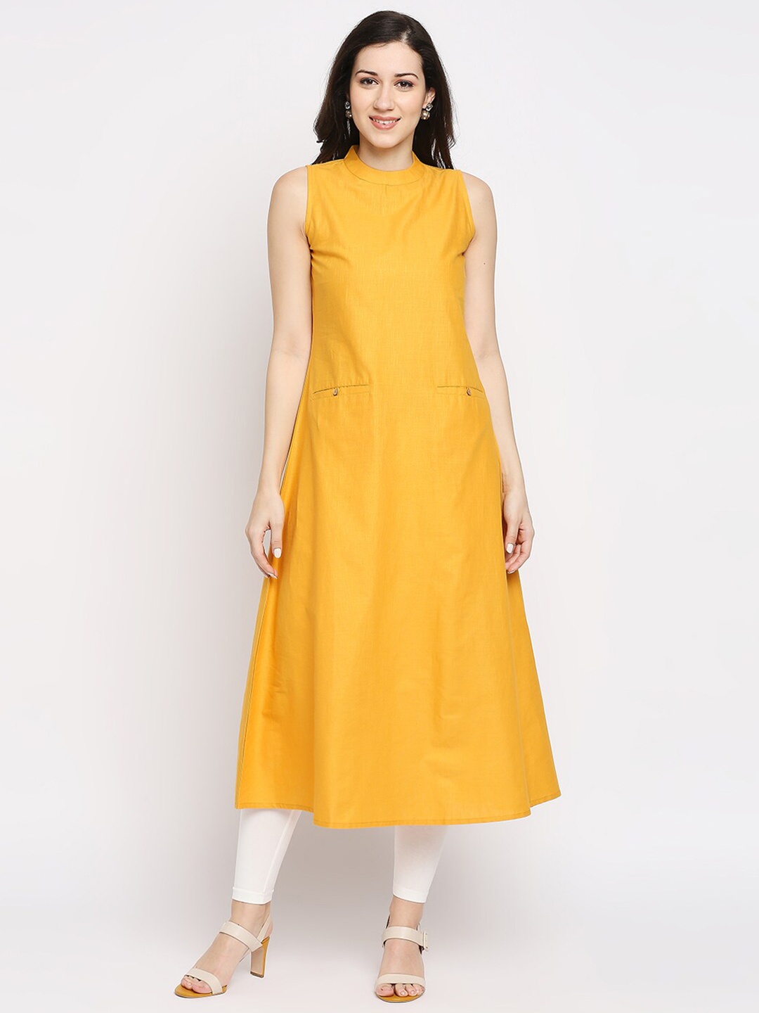 

Ethnicity Women Mustard Yellow Cotton Kurta