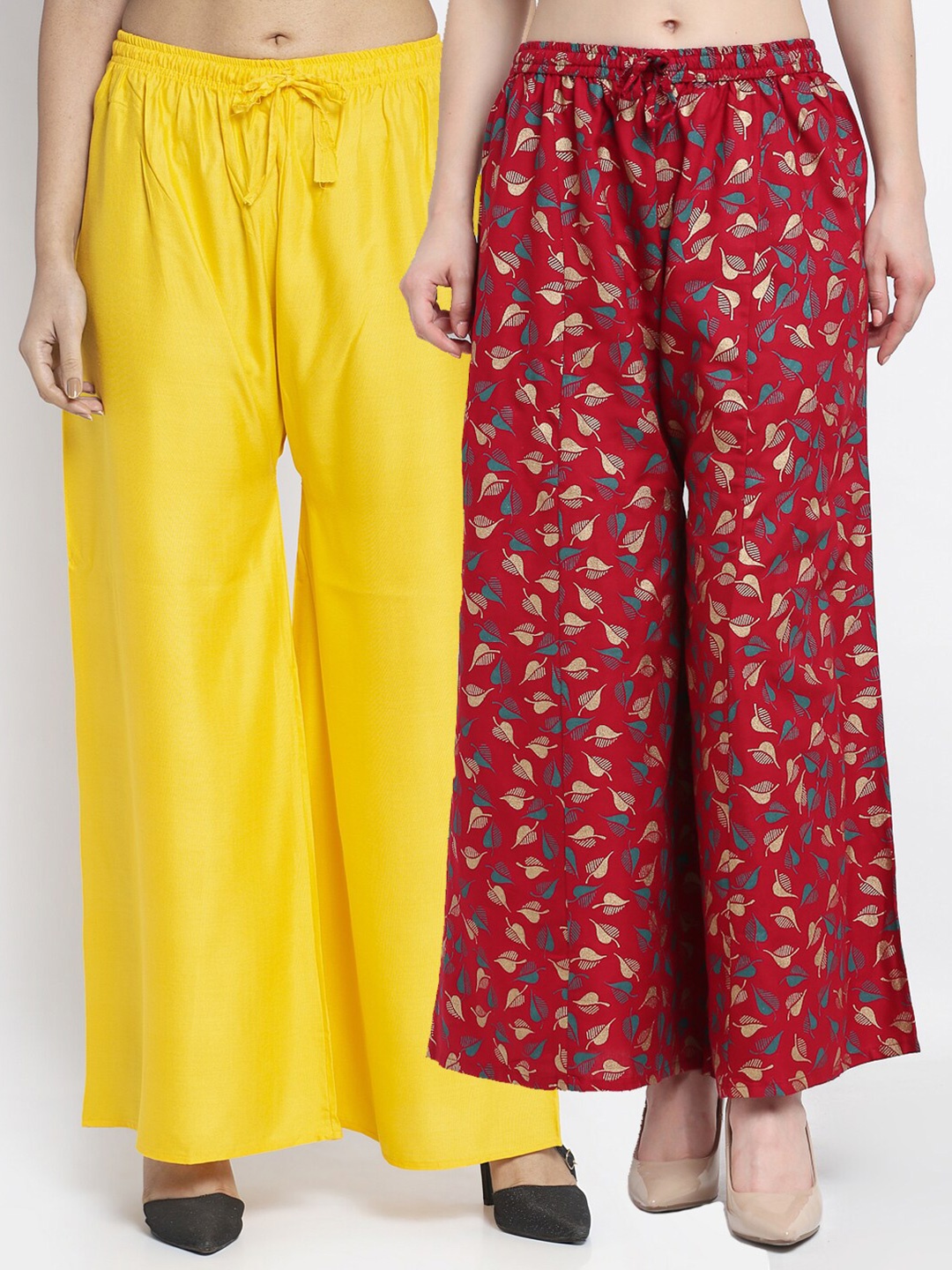 

GRACIT Women Yellow & Maroon Palazzos