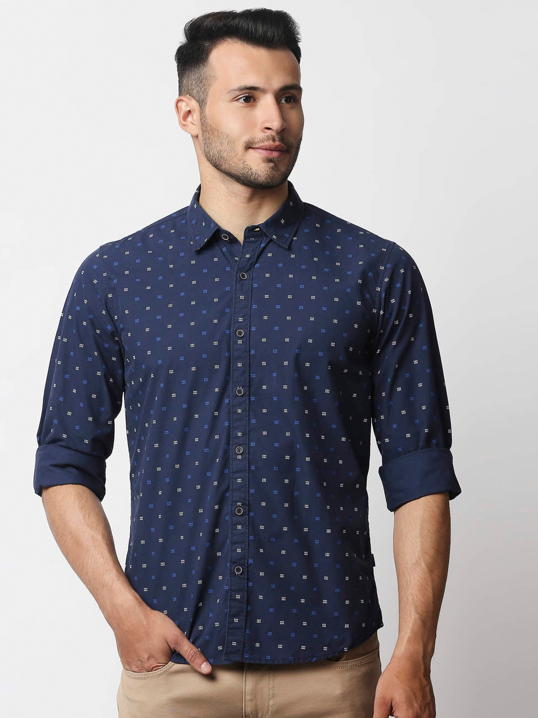 

Pepe Jeans Men Blue Printed Cotton Casual Shirt