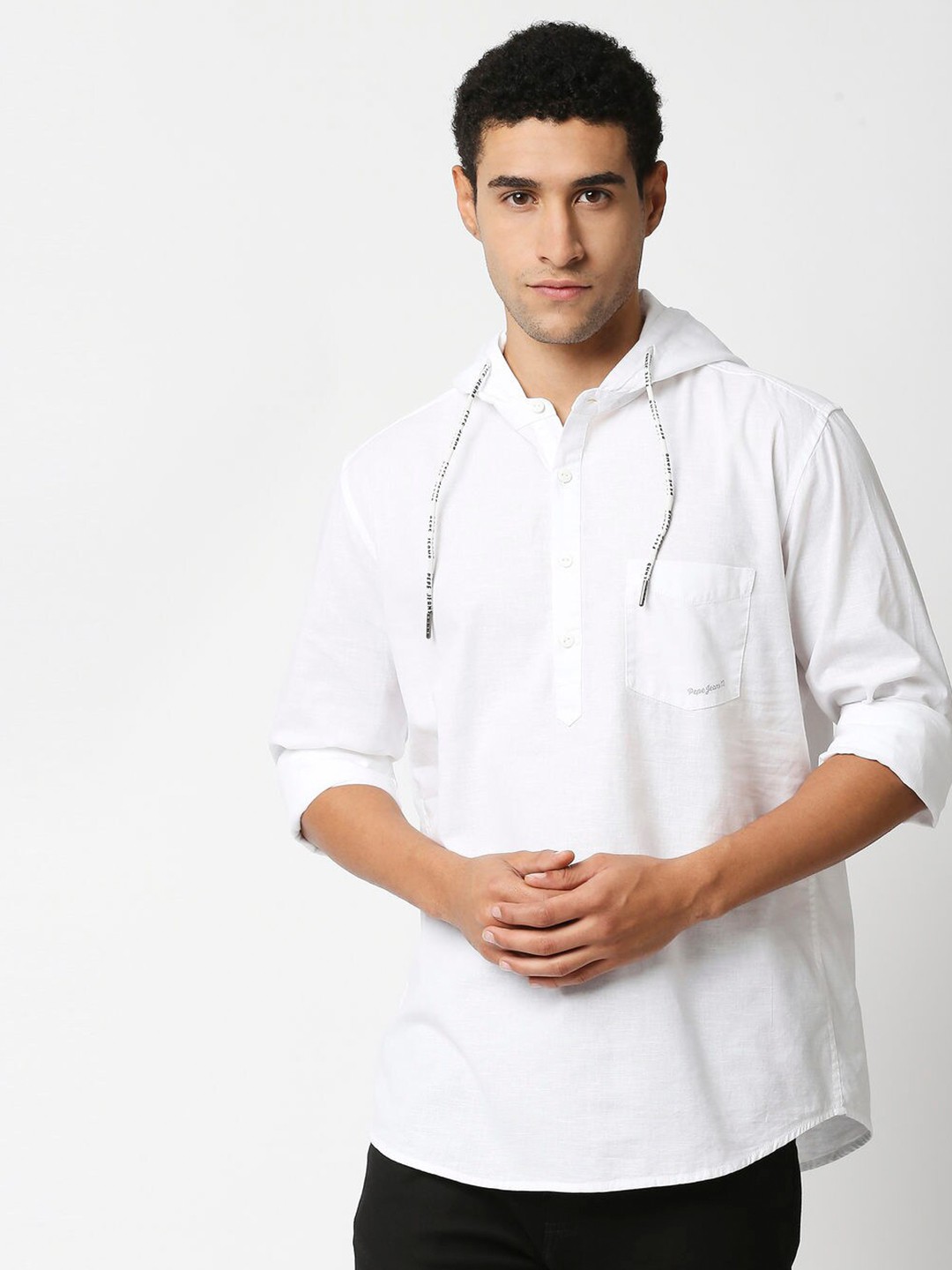 

Pepe Jeans Men White Hoodie Casual Shirt