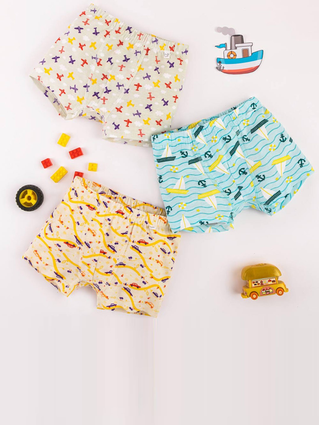 

SuperBottoms Boys Pack Of 6 Printed Sustainable Trunks - Und-M-Tr-KD-WG-6_8-6PACK, Green