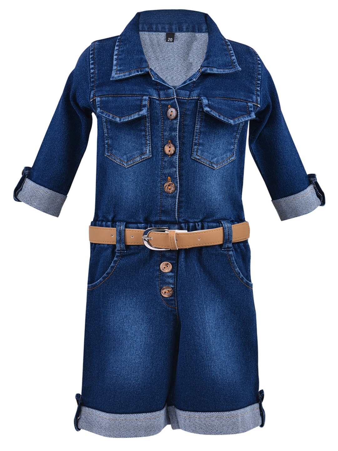 

Wish Karo Girls Navy Blue Denim Jumpsuit