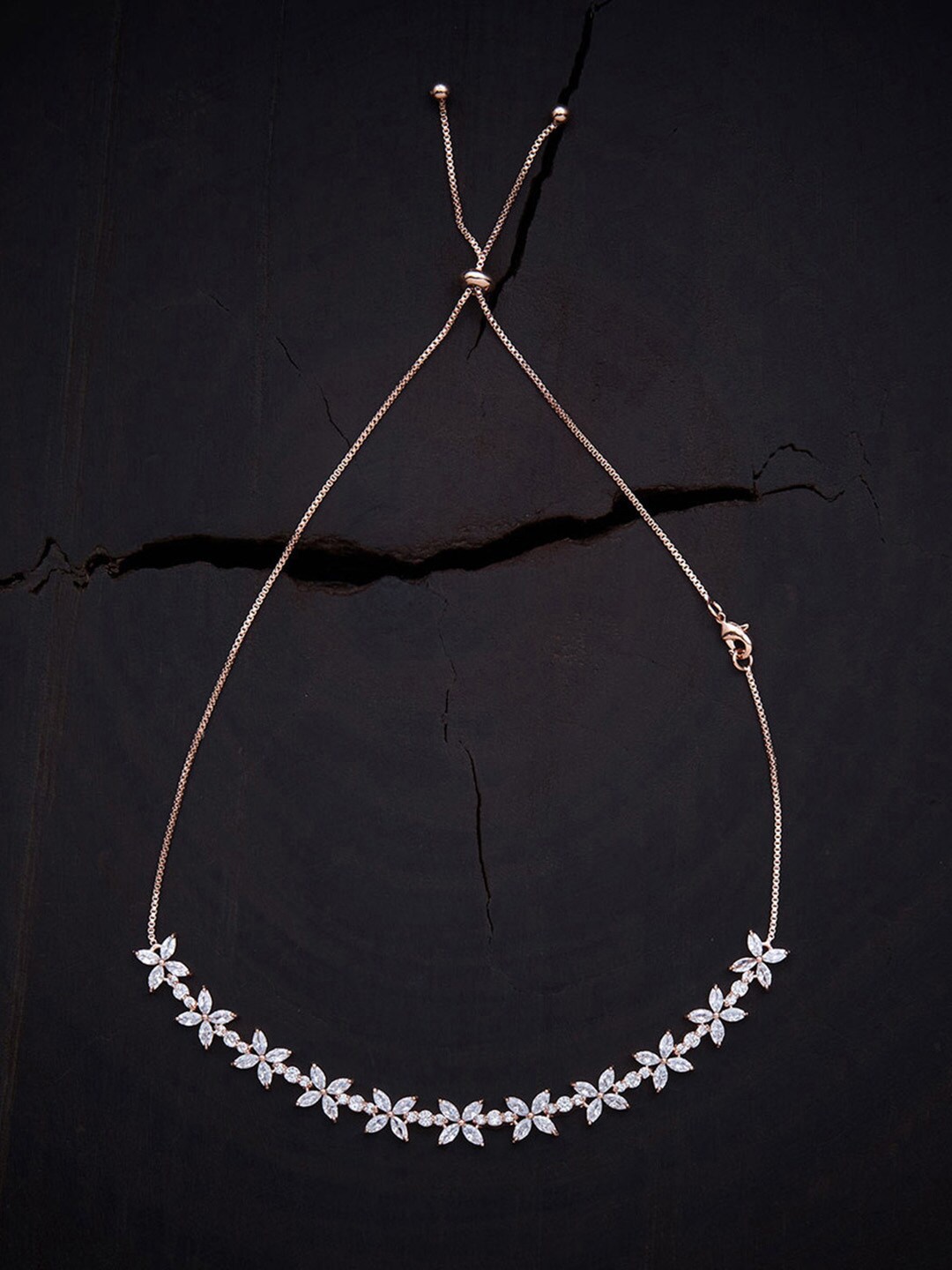 

Kushal's Fashion Jewellery Rose Gold-Plated Zircon Embellishment Choker Necklace