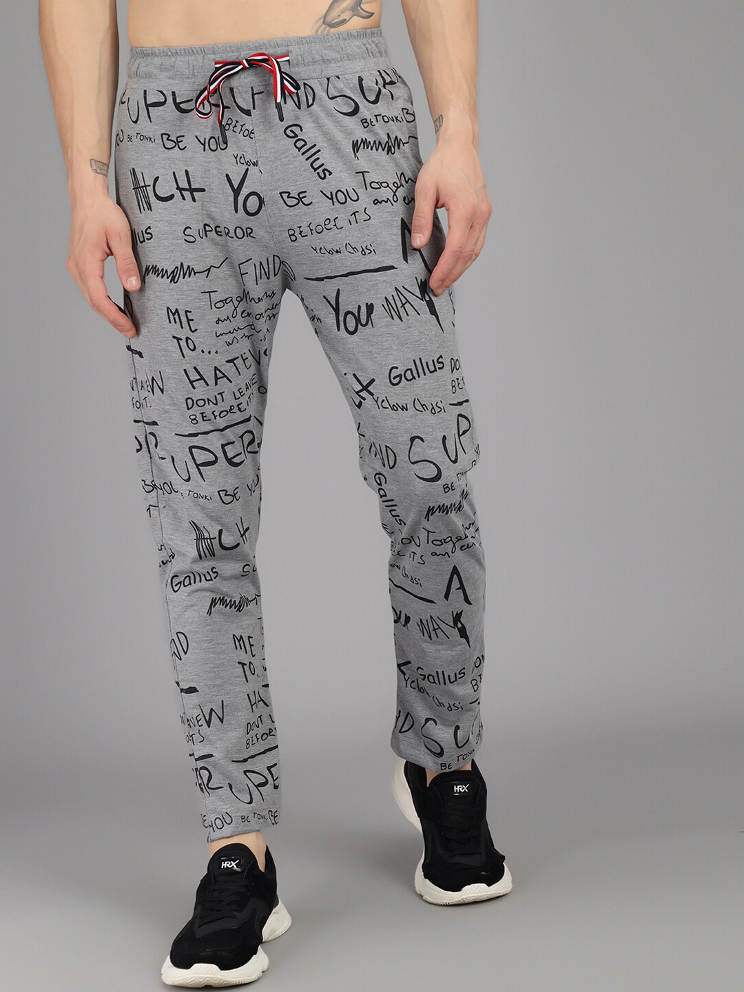 

Gallus Men Grey Printed Cotton Track Pants