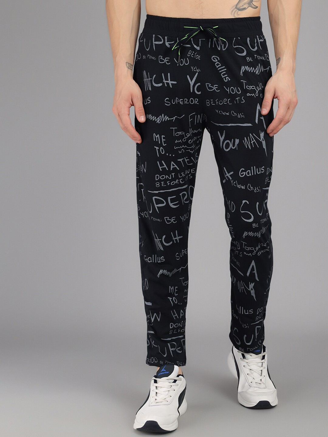 

Gallus Men Navy Blue Printed Cotton Dry-Fit Regular Fit Track Pants