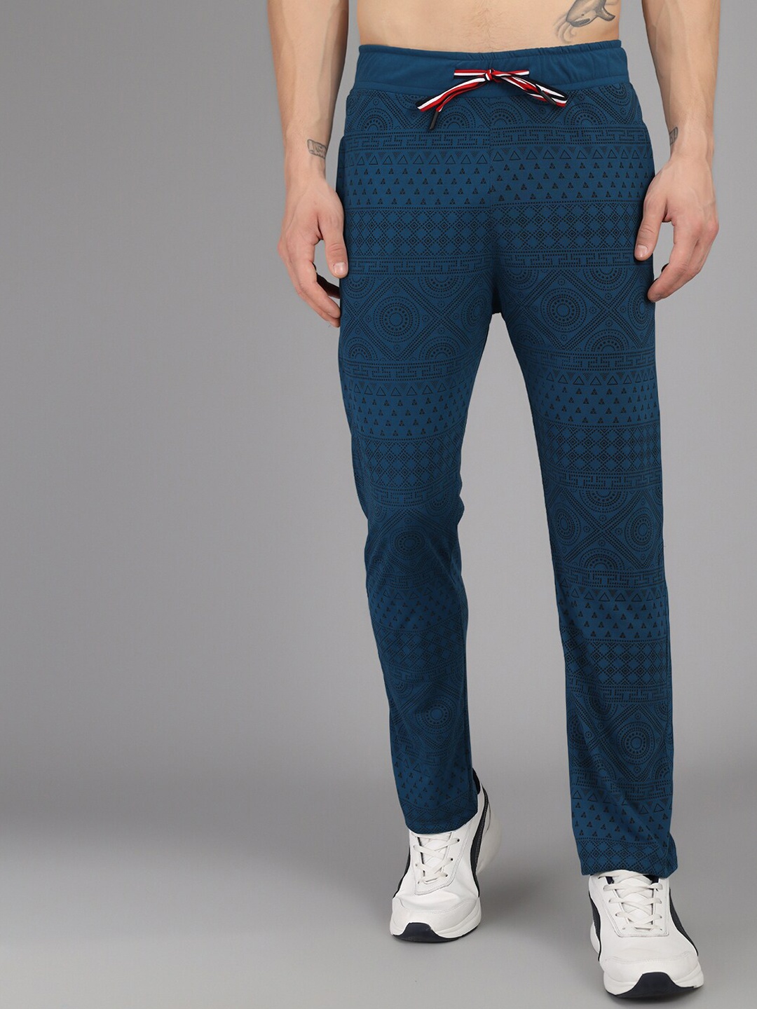 

Gallus Men Teal Blue Ethnic Motifs Printed Dry Fit Cotton Track Pant