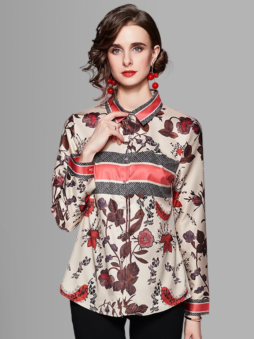 

JC Collection Women Beige Floral Printed Casual Shirt