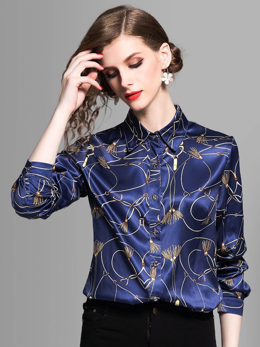 

JC Collection Women Blue Abstract Printed Casual Shirt