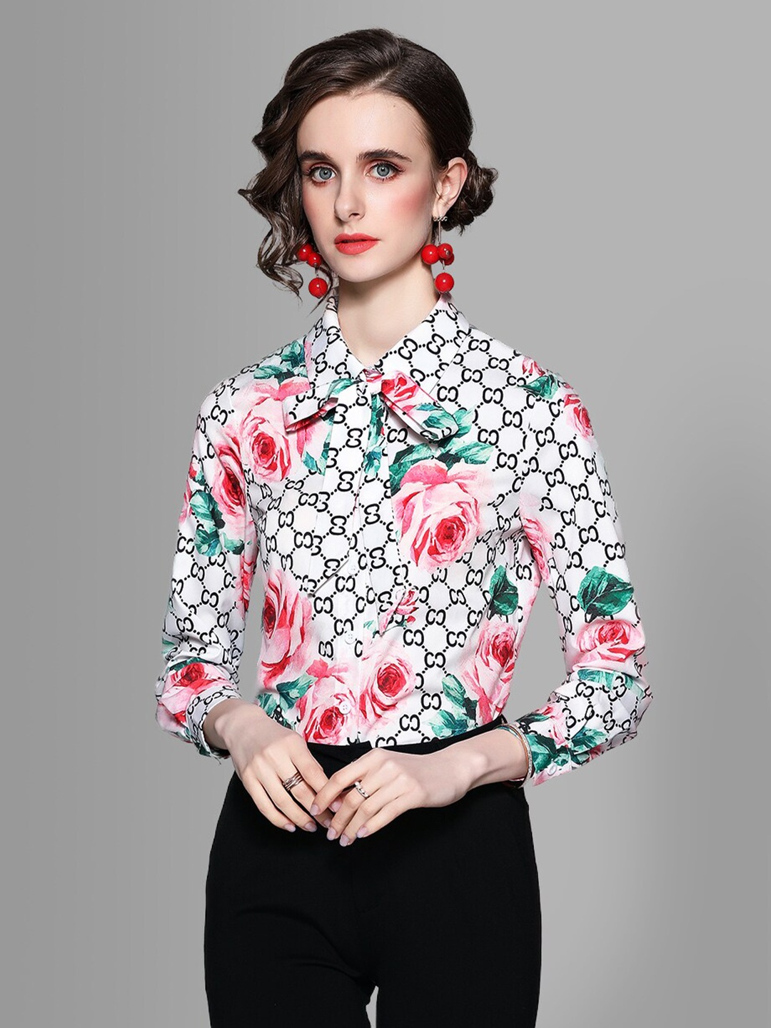 

JC Collection Women White Floral Printed Casual Shirt
