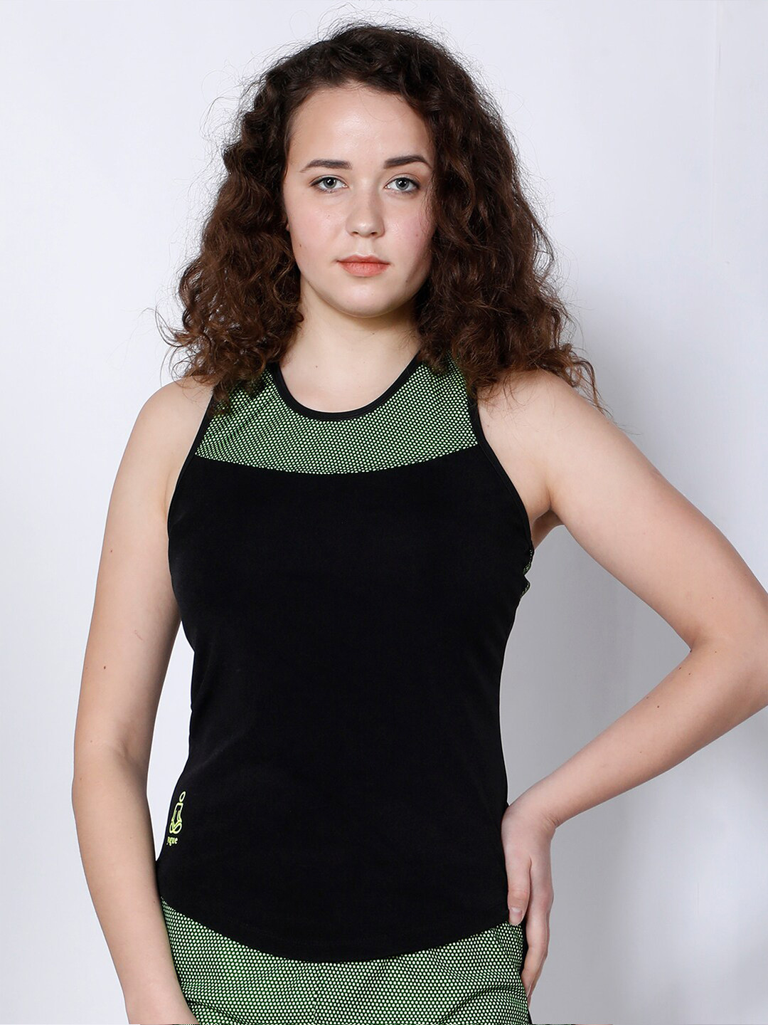 

Yogue Activewear Black & Green Placement Print Tank Top