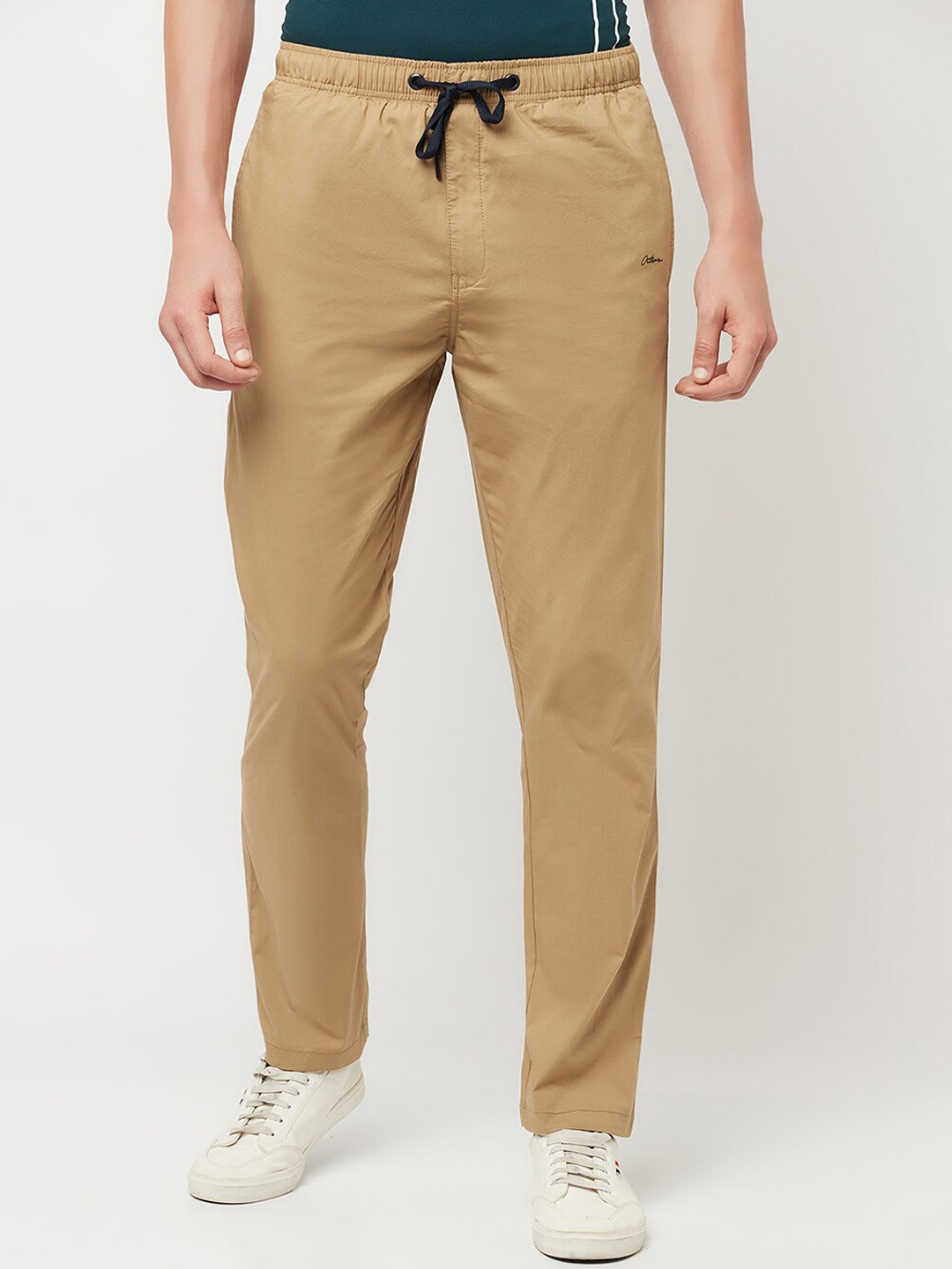 

Octave Men Khaki-Coloured Solid Cotton Track Pants