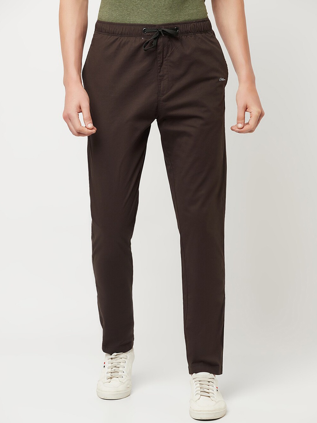 

Octave Men Olive Green Solid Cotton Track Pants