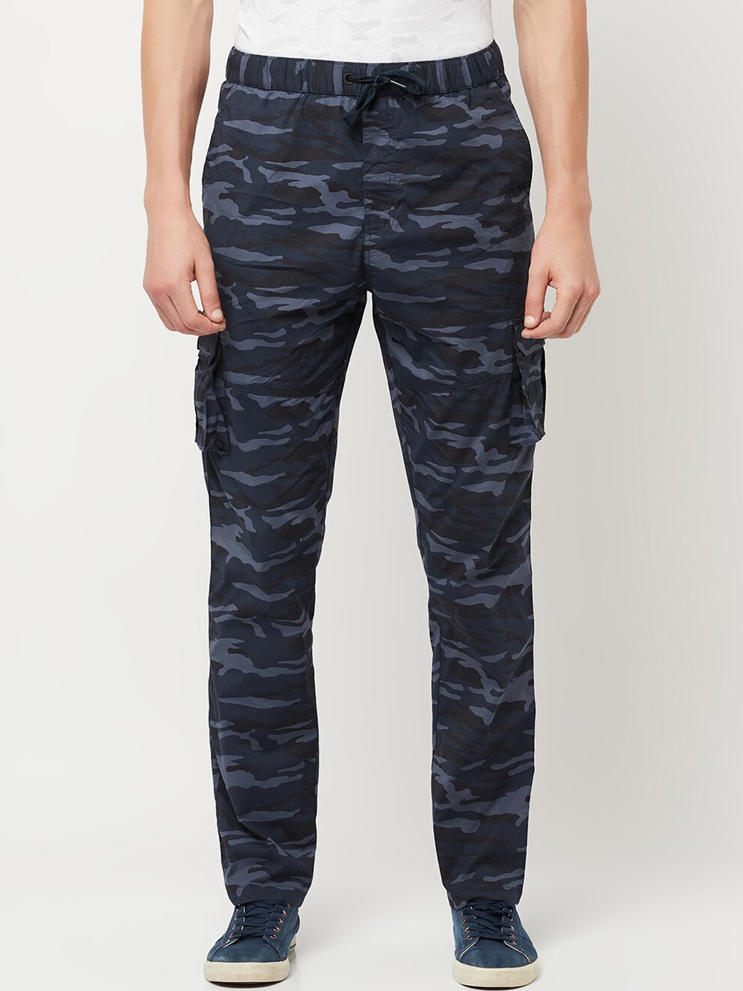 

Octave Men Blue & Black Camouflage Printed Cotton Track Pants