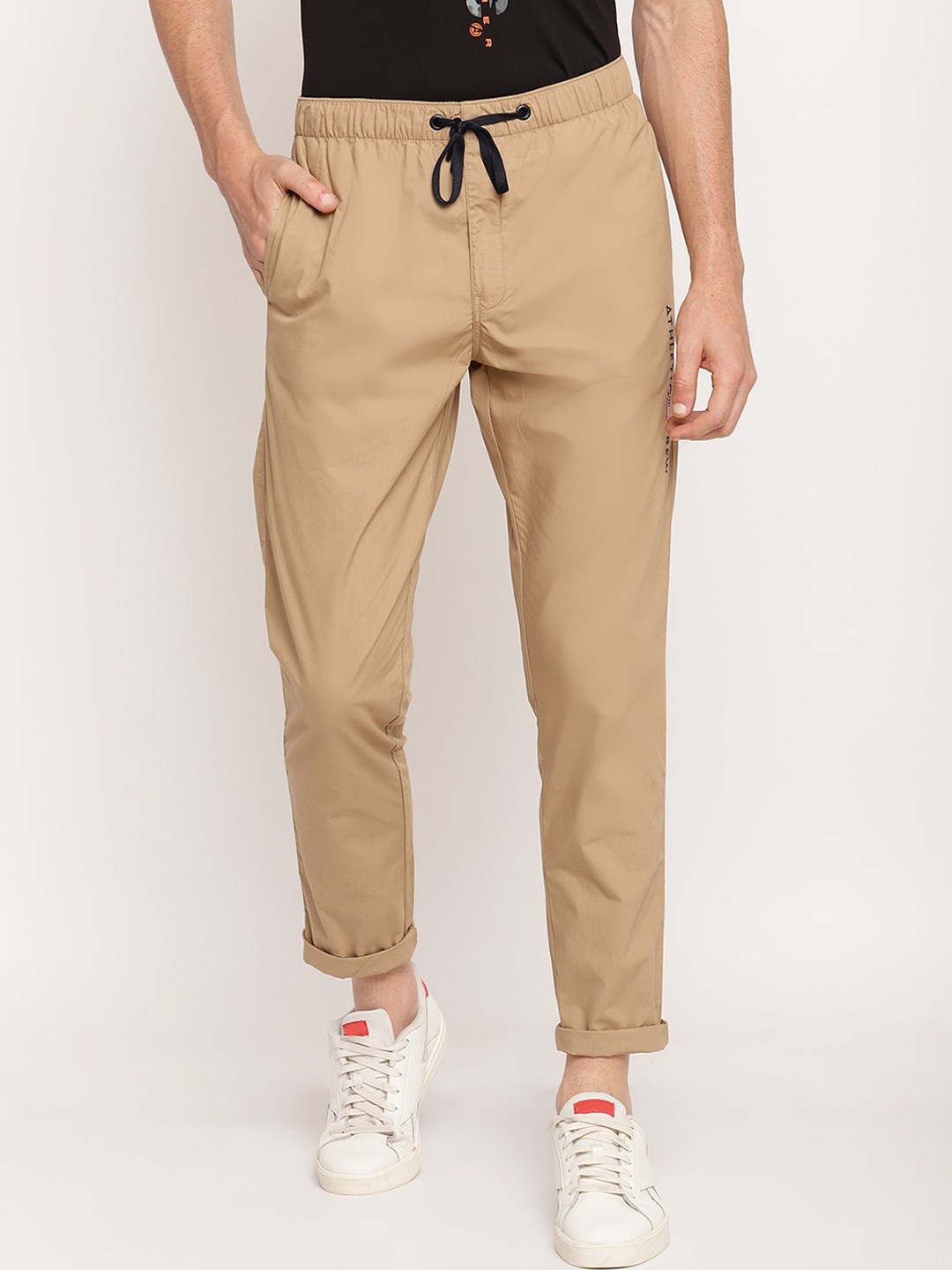 

Octave Men Khaki Solid Regular Fit Cotton Track Pants
