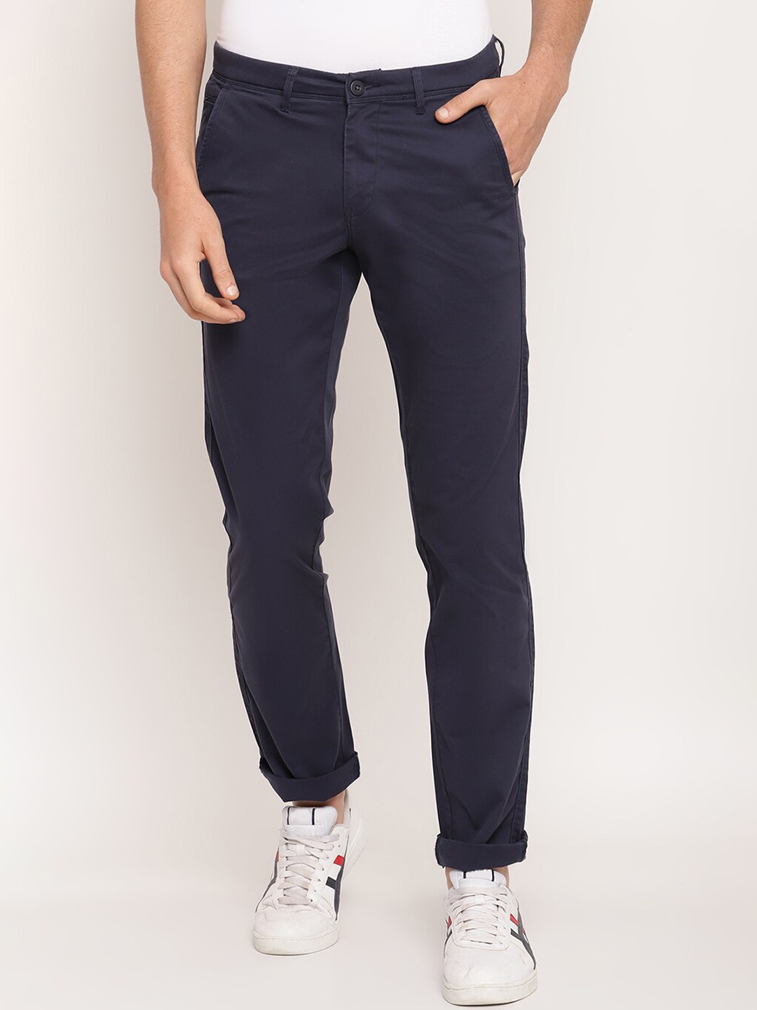 

Octave Men Navy Blue Solid Cotton Trousers