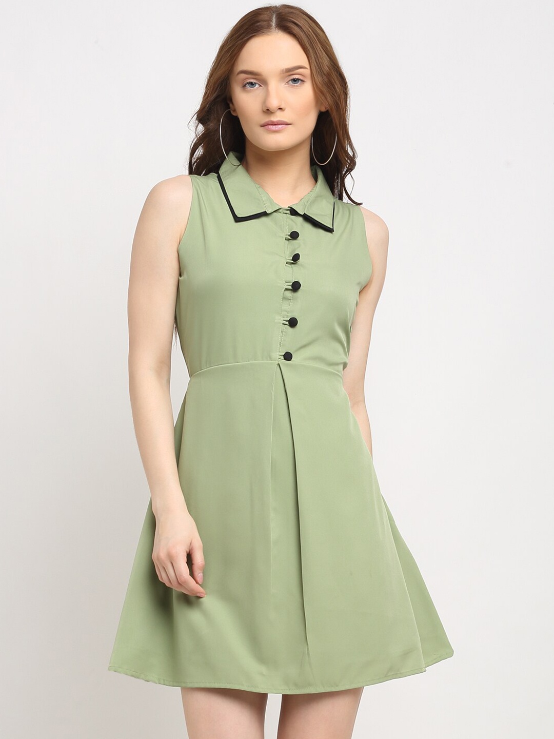 

La Zoire Olive Green Crepe Dress