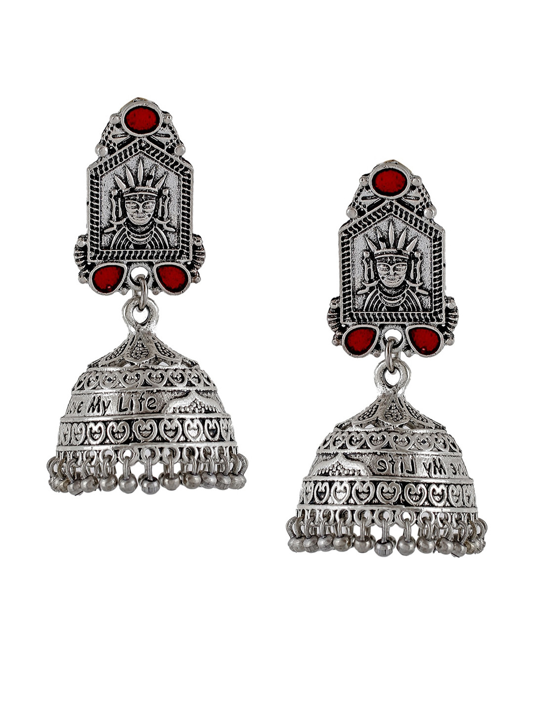 

Silvermerc Designs Silver-Plated Oxidised Jhumkas