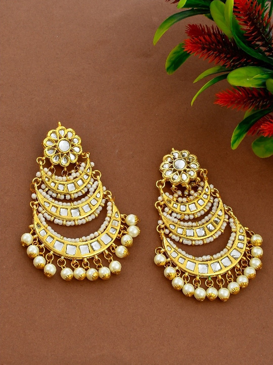 

Silvermerc Designs Gold-Plated Beaded Chandbalis Earrings