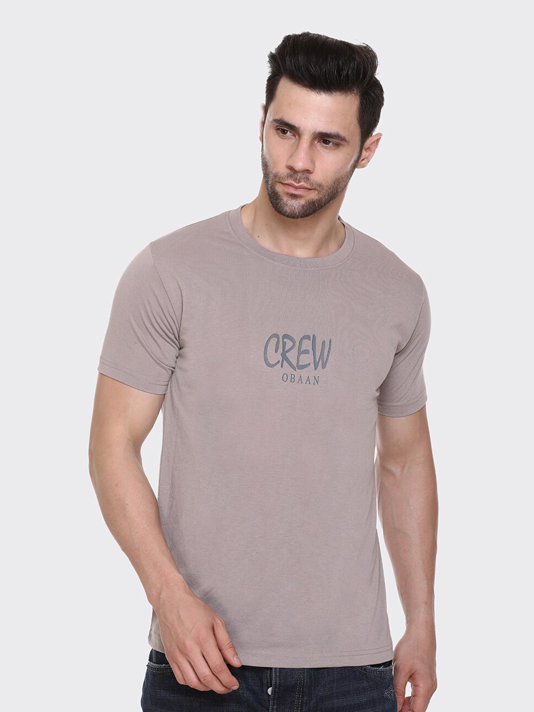 

Obaan Men Grey Typography Outdoor T-shirt