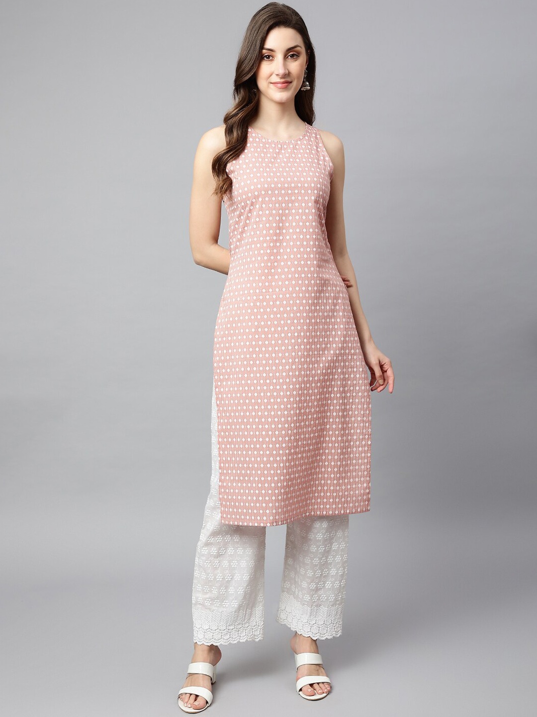 

SHINOY Women Beige Ethnic Motifs Printed Cotton Kurta