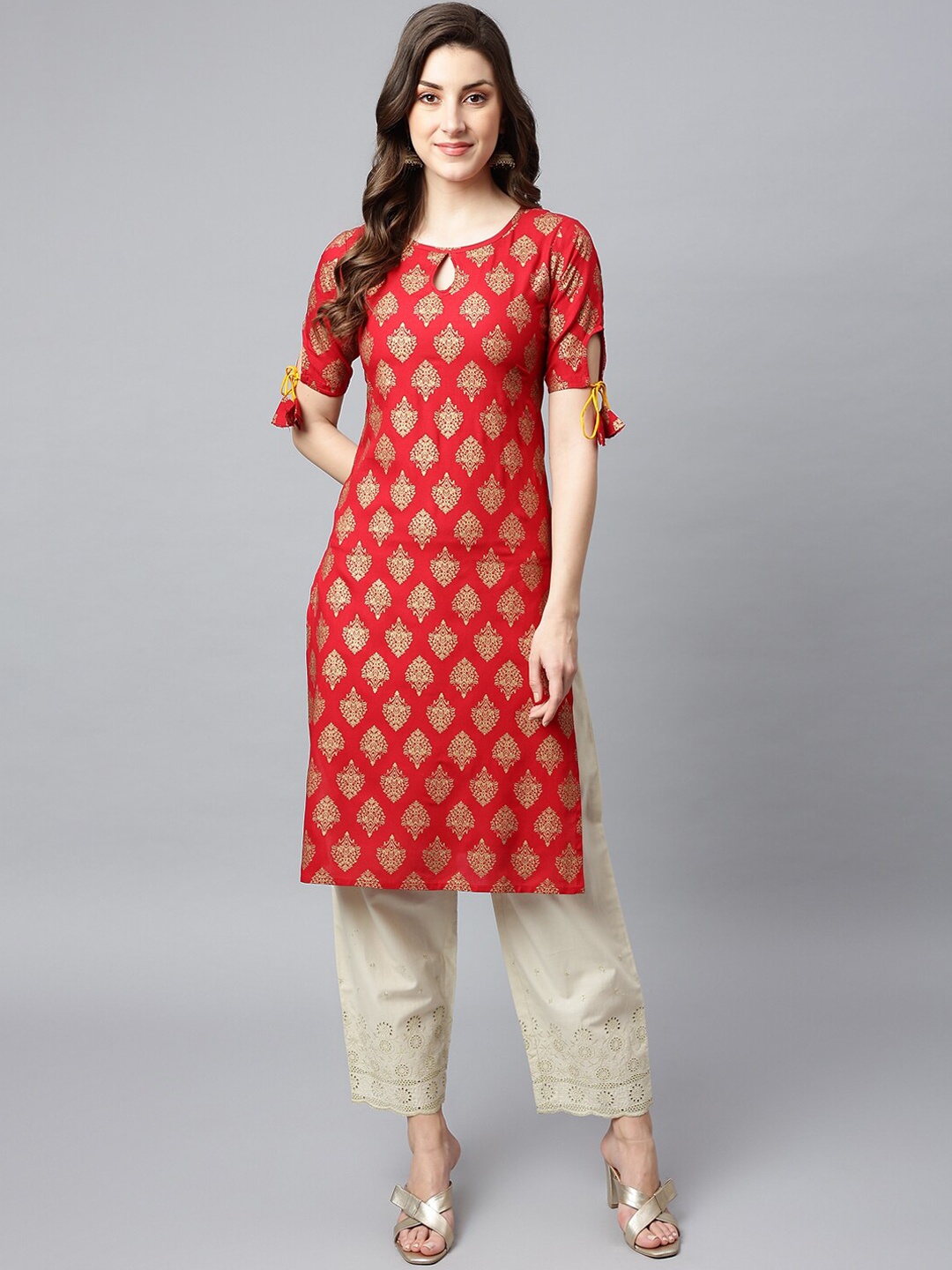 

SHINOY Women Red Ethnic Motifs Printed Kurta