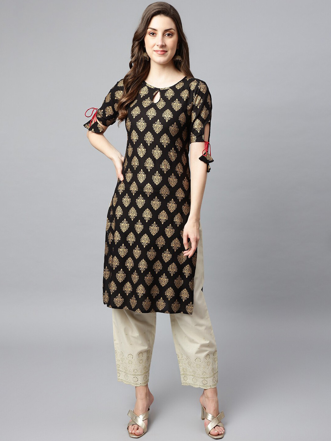 

SHINOY Women Black Ethnic Motifs Kurta