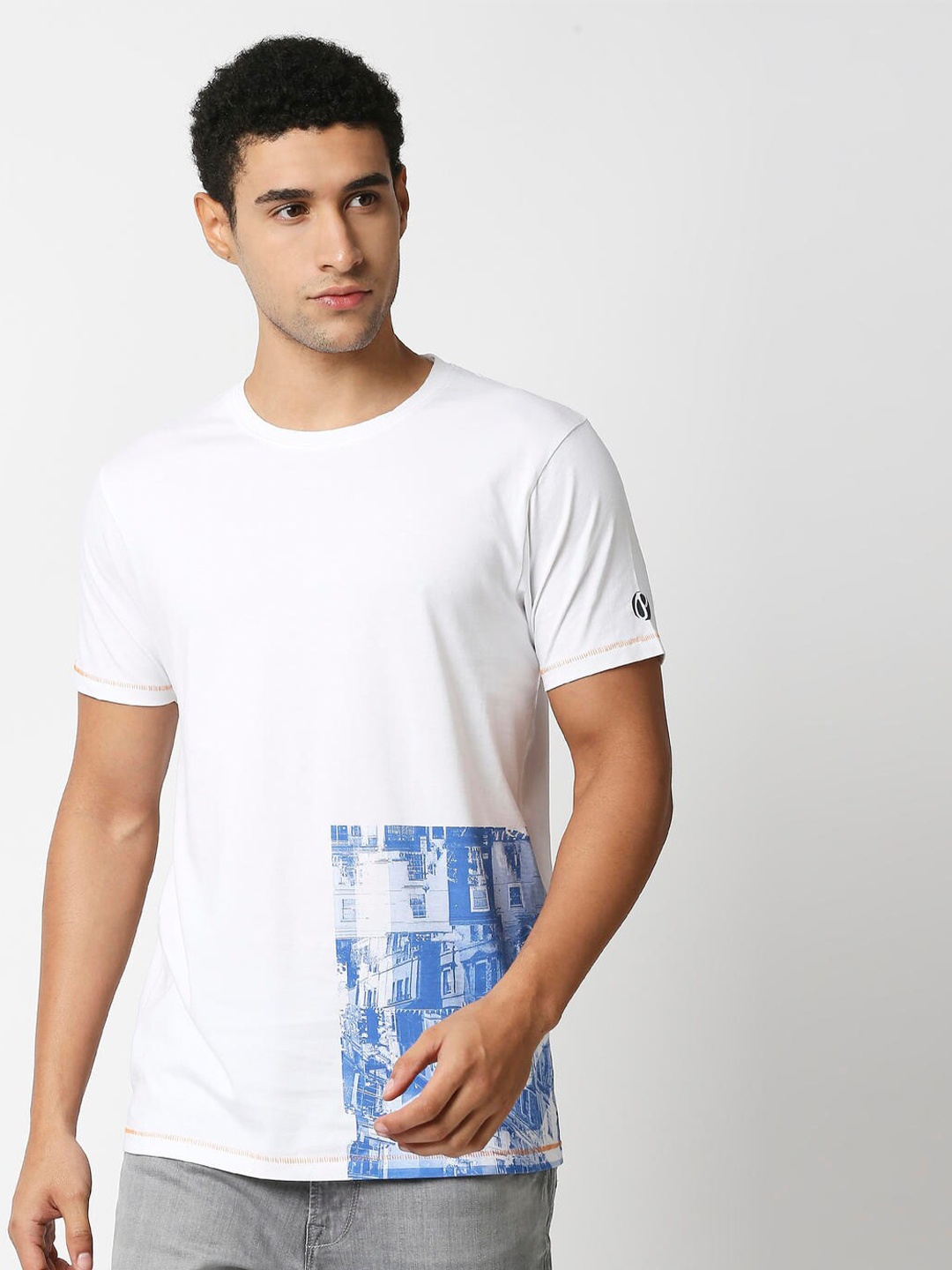 

Pepe Jeans Men White Printed Slim Fit T-shirt