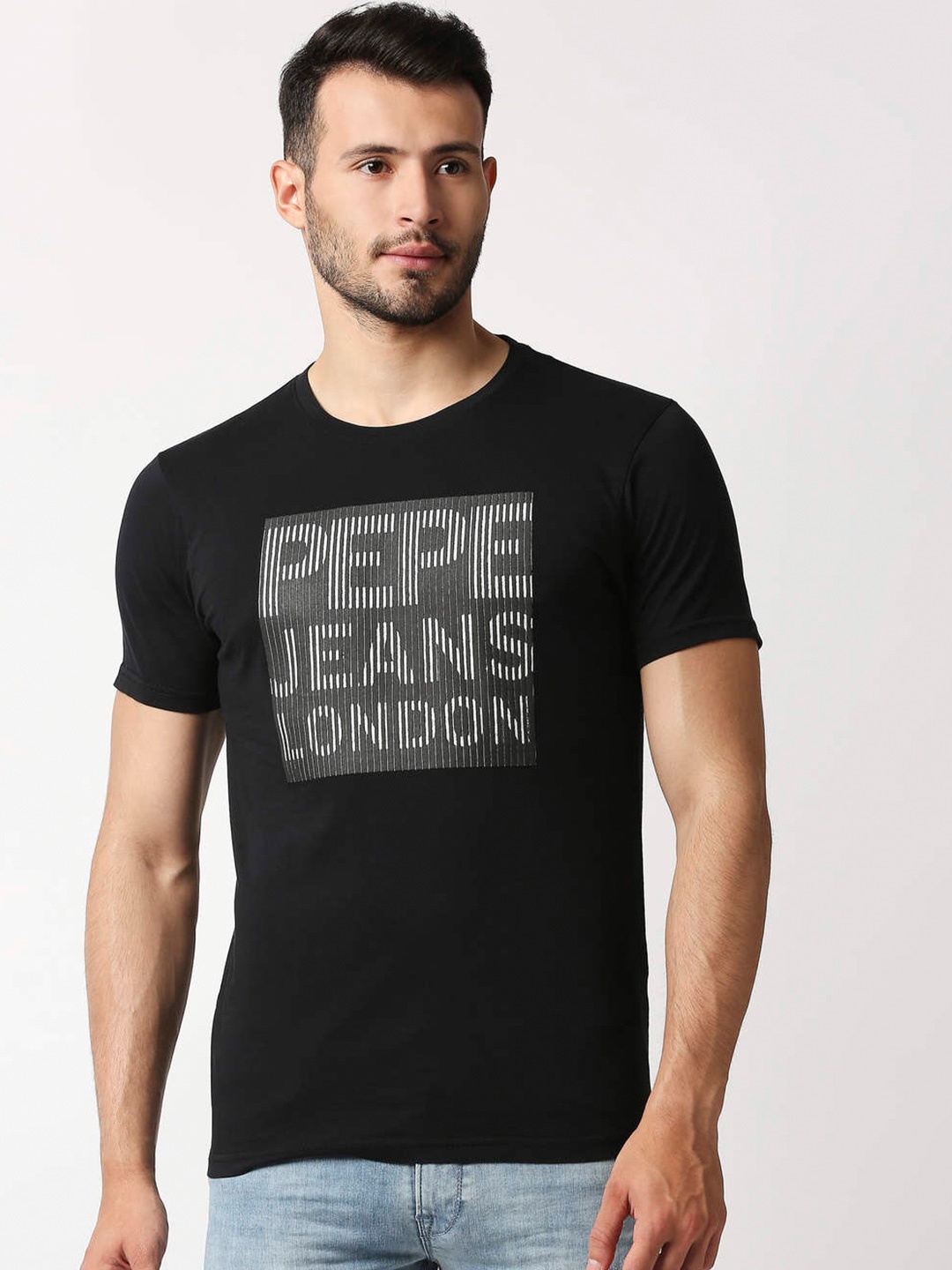 

Pepe Jeans Men Black Printed Slim Fit T-shirt