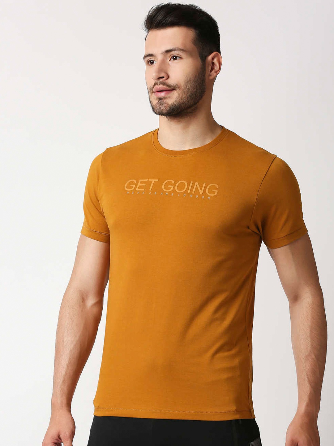 

Pepe Jeans Men Yellow Typography Printed Slim Fit T-shirt
