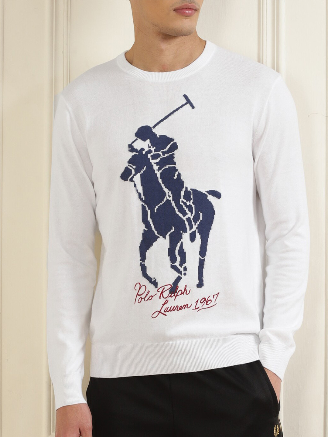 

Polo Ralph Lauren Men White & Blue Printed Pullover
