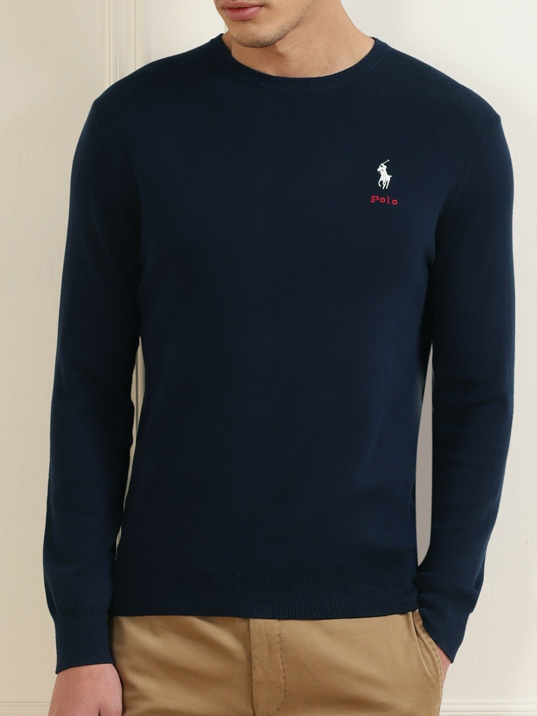 

Polo Ralph Lauren Men Navy Blue Solid Logo Cotton Cardigan
