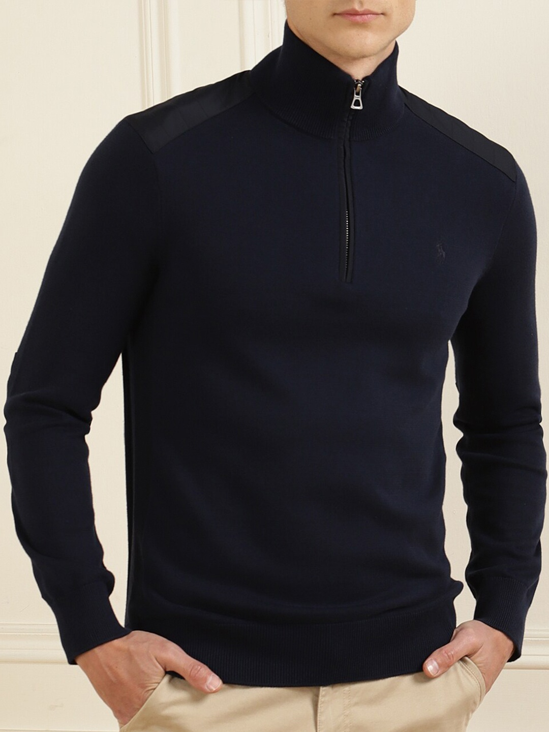 

Polo Ralph Lauren Men Navy Blue Half Zip Hybird Sweater