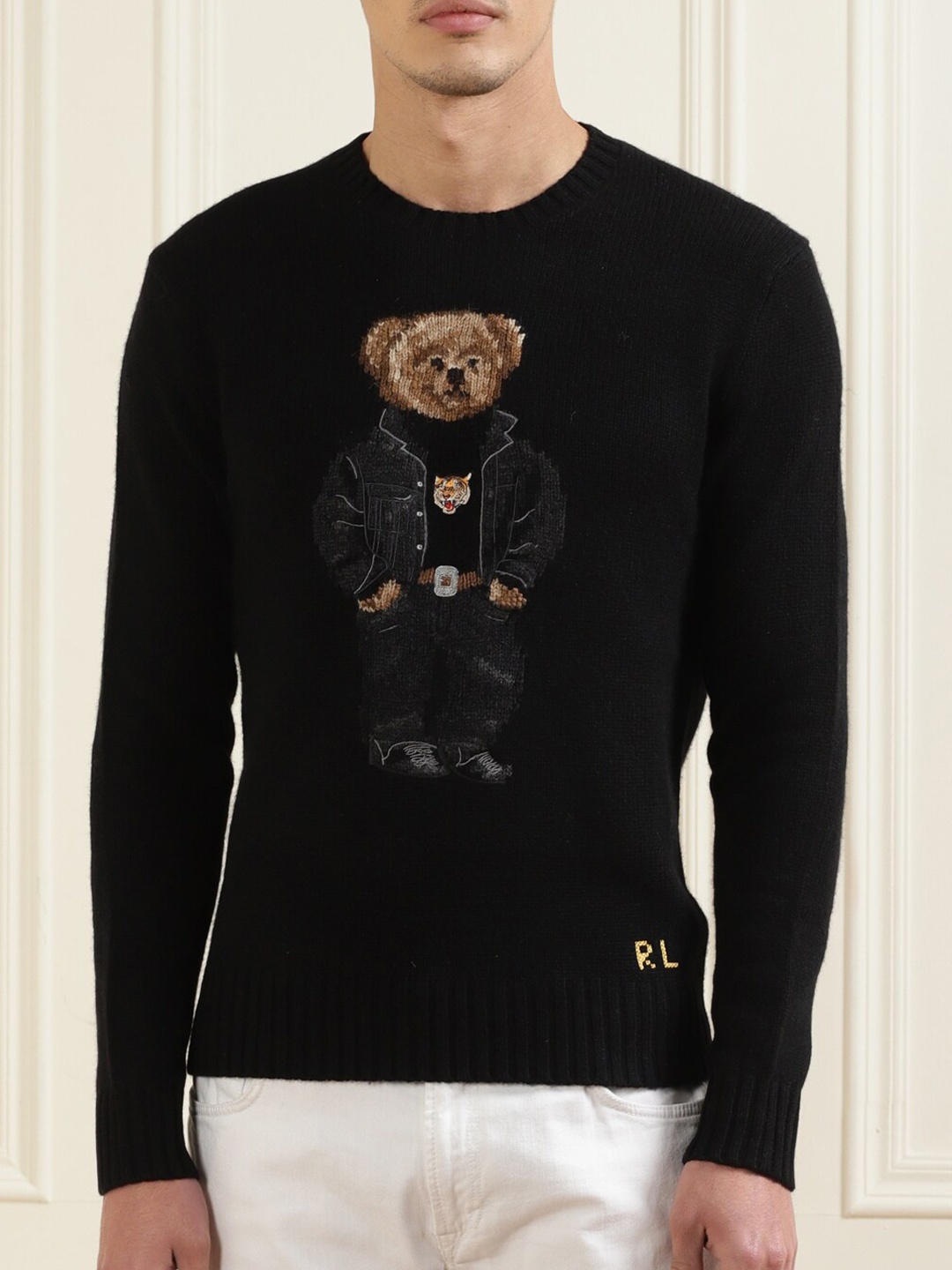

Polo Ralph Lauren Men Black Bear Animal Woolen Pullover