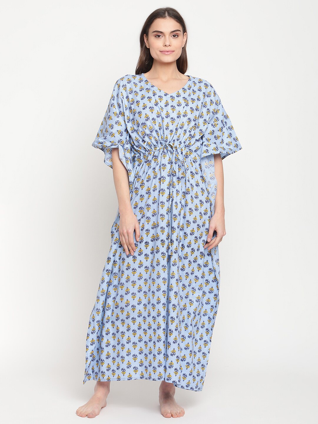 

TAG 7 Purple Printed Kaftan Maxi Nightdress