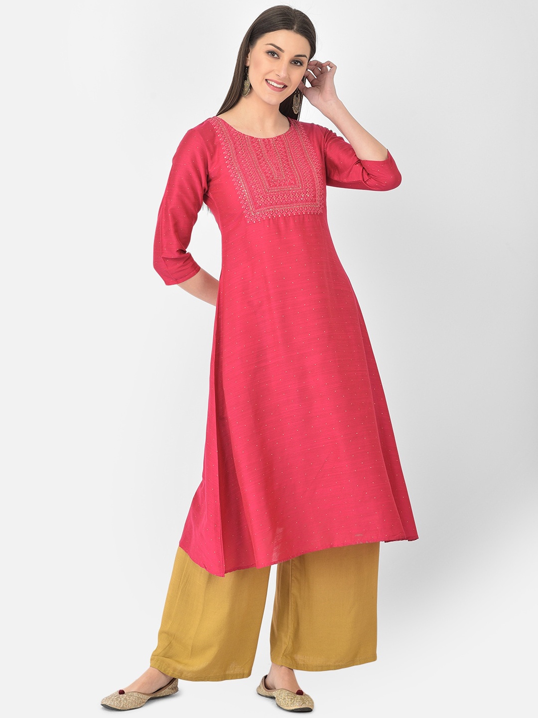 

Span Women Pink Yoke Design Kurta